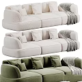 Plush Modern Sofas In Various Colors Featuring Cushions And Blanket For Interior Design 3d model