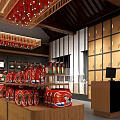 Traditional Chinese Style Store Interior With Wooden Shelves Display Cabinets Chandeliers And Product Displays