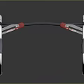 Mobility Aid Walker With Silver Frame Wheels And Blue Hand Grips