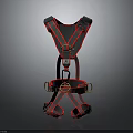 Red Black Safety Harness With Adjustable Straps And Metal Buckles For Daily Use