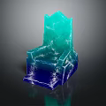 Shiny Crystal Throne Chair With Blue Green Gradient And Cracked Texture 3d model