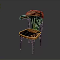 Unique Modern Chair Design With Wooden Striped Backrest And Black Frame Armrests