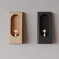 Modern Wall Lamps with Wooden and Black Rectangular Frames and Illuminated Bulbs 3d model