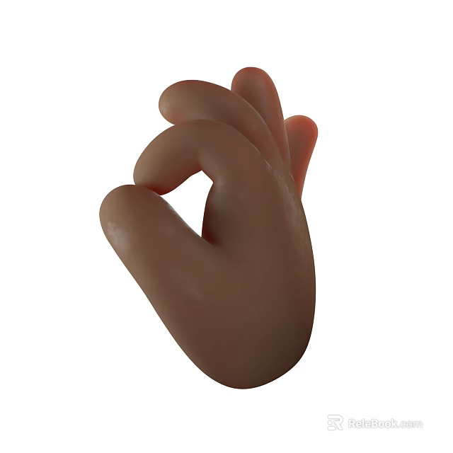 Realistic Game Character Hand Model With Curved Fingers And Natural Brown Skin 3d model 