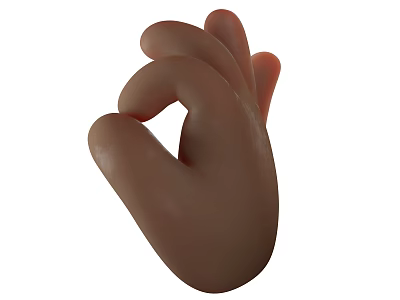 Realistic Game Character Hand Model With Curved Fingers And Natural Brown Skin 3d model