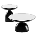 Modern Round Side Tables with Black Bell Shaped Bases and White Tabletop 3d model