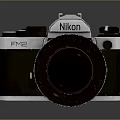 Vintage Nikon FE Camera With Large Classic Lens And Retro Design Elements 3d model
