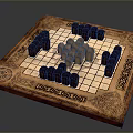 Classic Wooden Chessboard With Ornate Patterns And Arranged Dark Light Pieces