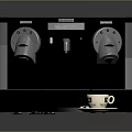 Modern Black Coffee Machine With Digital Display Double Spouts Coffee Cup And Beans 3d model