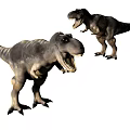 Two Standing Prehistoric Reptile Dinosaurs With Open Mouths And Sharp Teeth 3d model
