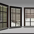 Wooden Frame Window Blinds With White Slats In Three Different Styles For Interior Design 3d model