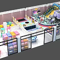 Indoor Playground With Colorful Slide Ball Pit Interactive Game Area And Small Shops 3d model