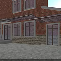 Clear Glass Awning for Two Window Red Brick Building Outdoor Entrance Area