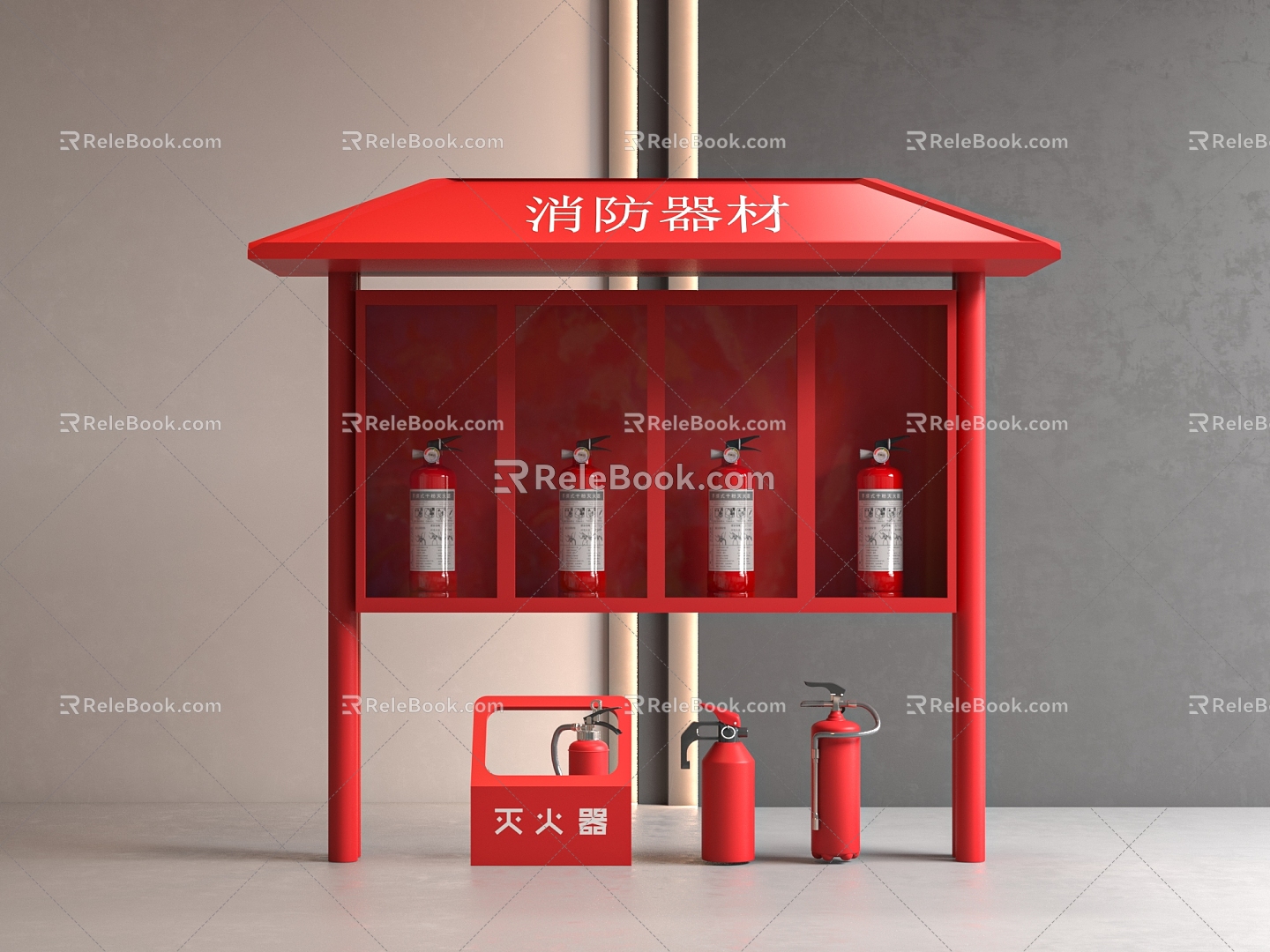 Fire hydrant fire extinguisher fire hydrant safety exit alarm fire emergency lighting 3d model