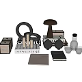 Elegant Modern Minimalist Decorative Ornament Set With Wooden Boxes Metal Ring Mirror And Candles