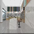 Modern Fabric Curtain Specialty Store With Marble Counter Shelves And Bright Interior