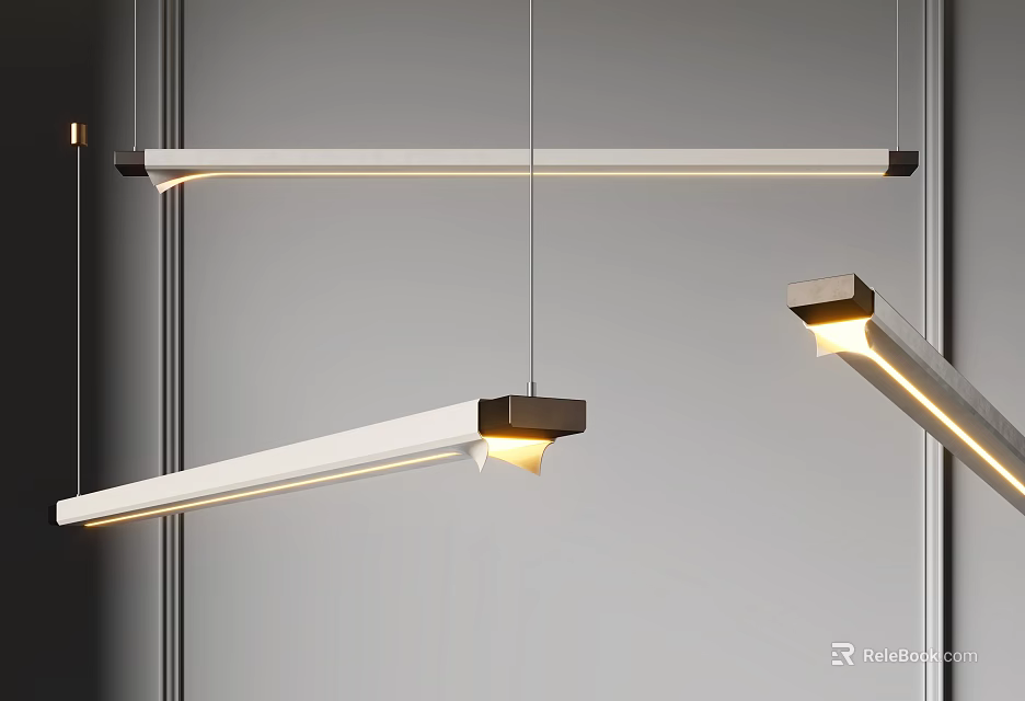 Modern Pendant Lights With Sleek Linear Design And Warm Lighting For Contemporary Interiors 3d model 