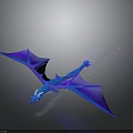 Ethereal Blue Dragon Soaring Through Dark Sky With Purple Glowing Wings And Sparkling Stars