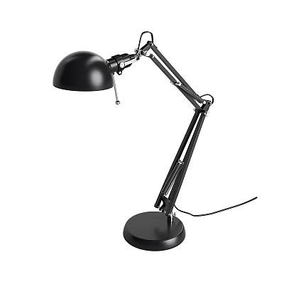 Black Adjustable Arm Desk Lamp With Modern Design And Metal Base 3d model