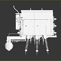 White Cased Industrial Electrical Power Equipment With Support Structure And Red Label Components 3d model