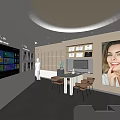Modern Dental Clinic Reception Area Featuring Reception Desk TV Screen And Tables Chairs