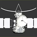 Spacecraft Model With Solar Panels Dish Antenna Flag And Communication Module 3d model