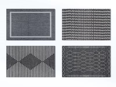 Stylish Square Rugs With Various Geometric Patterns And Modern Design Elements 3d model
