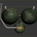 Green Industrial Gas Cylinders With Yellow Valve And Metal Straps For Storage