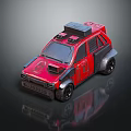 Red Off Road Style Toy Car With Roof Equipment And Black Details