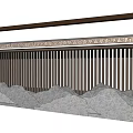 Traditional Pattern Border Feature Wall With Vertical Slats And Mountain Texture 3d model