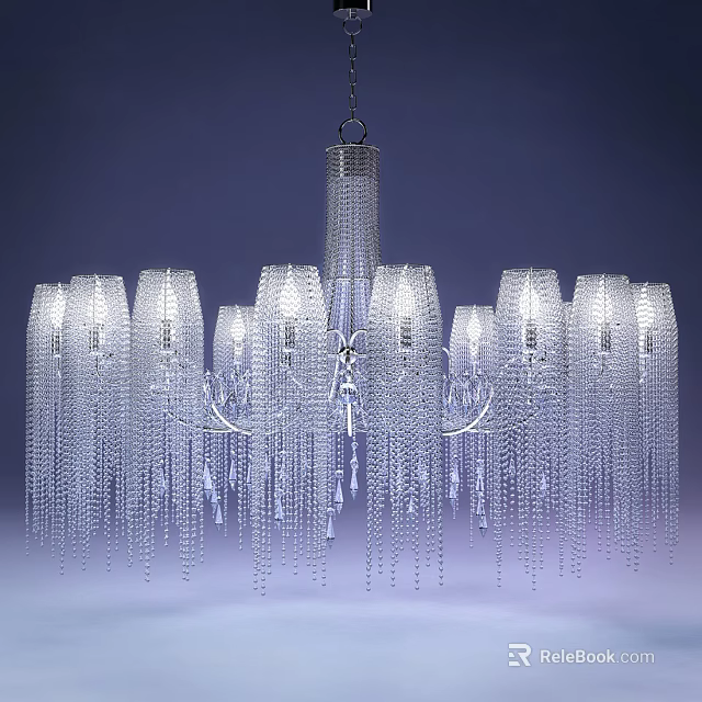 Elegant Crystal Chandelier With Hanging Crystal Pendants And Bright Lighting 3d model 