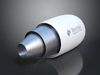 Berthet Industrial Equipment With Silver Metallic Conical Shape And White Casing 3d model