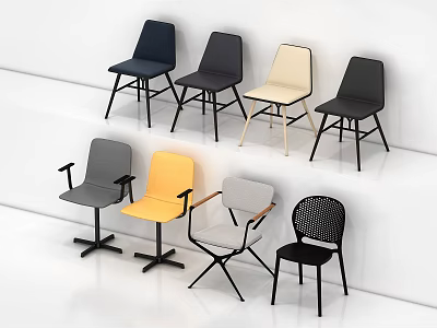 Stylish Leisure Chairs In Various Colors With Metal Legs And Wooden Armrests 3d model