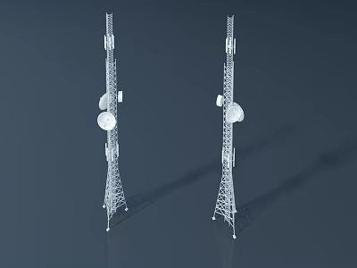 Industrial Communication Towers With Metal Structure And Dish Like Devices 3d model