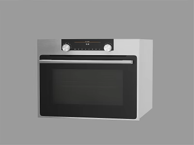 Modern Stainless Steel Kitchen Oven With Black Glass Door And Control Panel Knobs 3d model