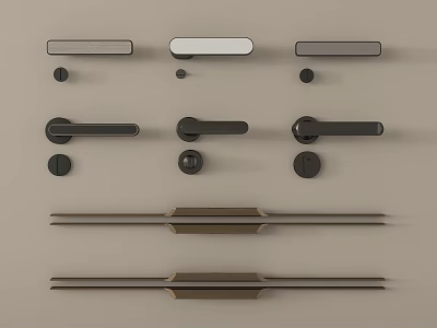 Modern Stylish Door Handles With Various Designs For Home Interior 3d model