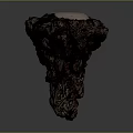 Volcanic Inspired Structure With Glowing Lava Flow And Silver Dome Top