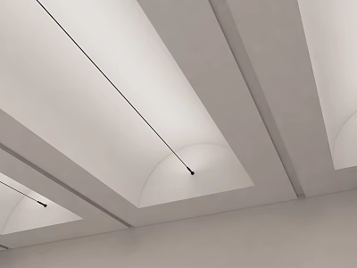 Modern Minimalist Ceiling Design With Clean White Surface And Recessed Lighting Fixtures 3d model