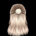 Game and Movie Character 3D Head Model With Long Blonde Hair and Center Part Design