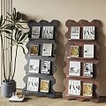Wave Board Book and Newspaper Rack Ocean Board Bookshelf Special-shaped Magazine Rack Inclined Wall Bookshelf Middle Ancient Retro Style Bookshelf Internet Celebrity Display Rack 3d model