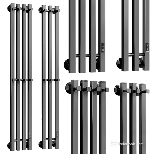 Modern Sleek Metal Door Handles In Black And Silver For Home Interior 3d model 