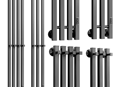 Modern Sleek Metal Door Handles In Black And Silver For Home Interior 3d model