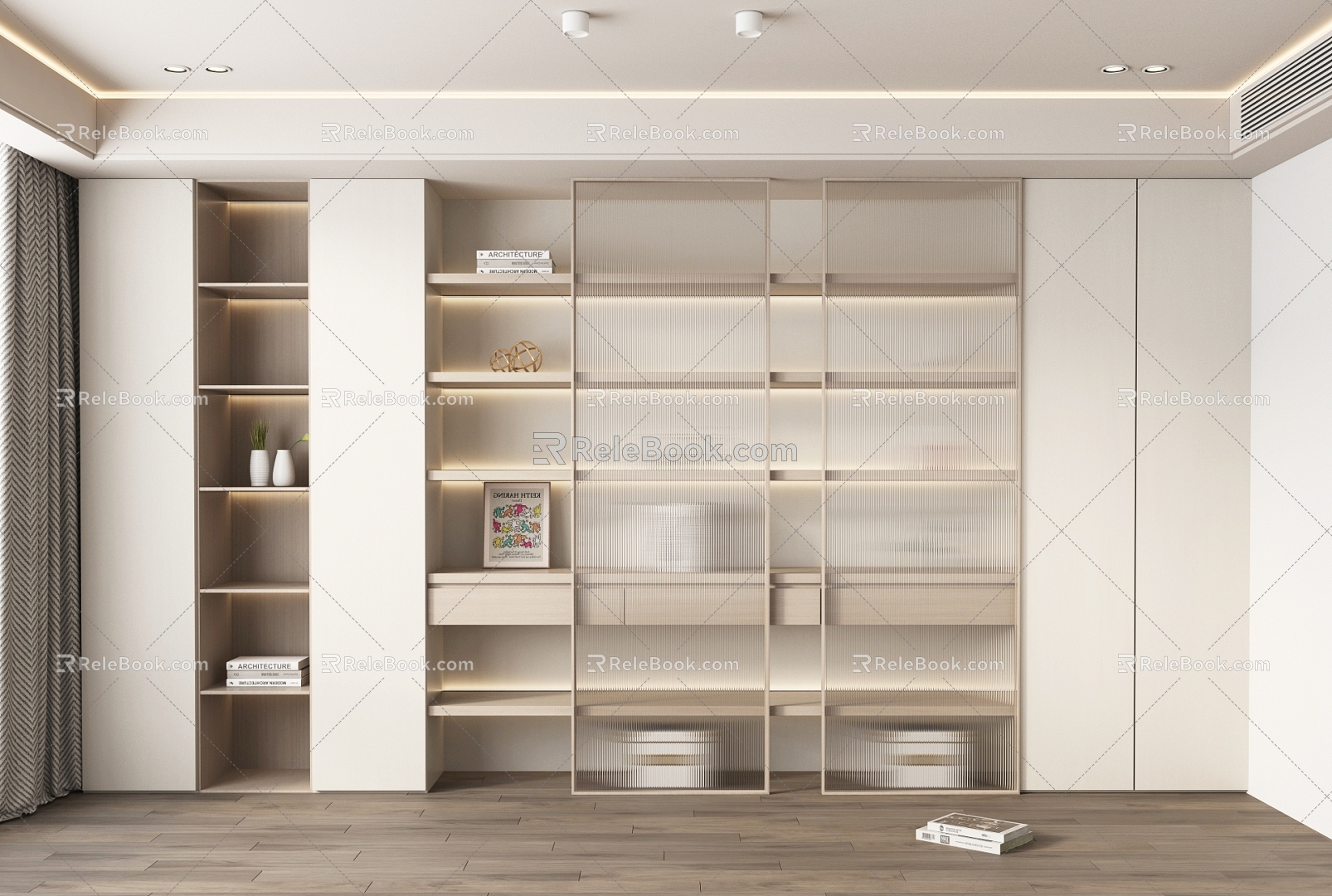 Modern Bookcase Cream Bookcase 3d model