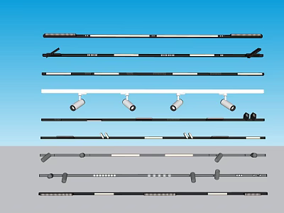 Different Styles of Downlights and Spotlights with Track Design and Color Options 3d model