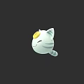 Cute Cartoon Cat With White Gray Stripes And Yellow Coin On Head Smiling