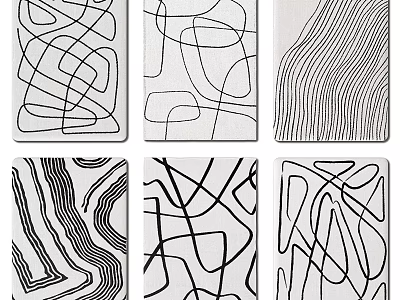 Square Area Rugs With Abstract Line Patterns In Various Modern Designs 3d model