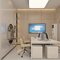 Modern Public Office Space Design With Wooden Walls Round Mirror And Green Plants
