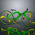 Modern Green And Gold Bicycle With Futuristic Design And Unique Wheel Accents