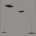 Modern Arched Floor Lamps With Orange And White Shades For Interior Decor