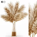 Natural Dried Pampas Grass Decorative Ornament Set With Glass Vase For Home Decor